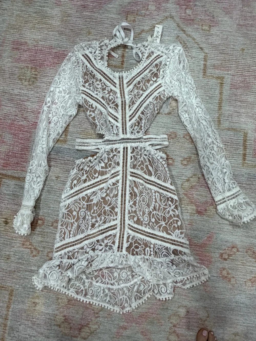 For Love And Lemons Brown Bodysuit with White Lace Trim - Picture 3 of 7